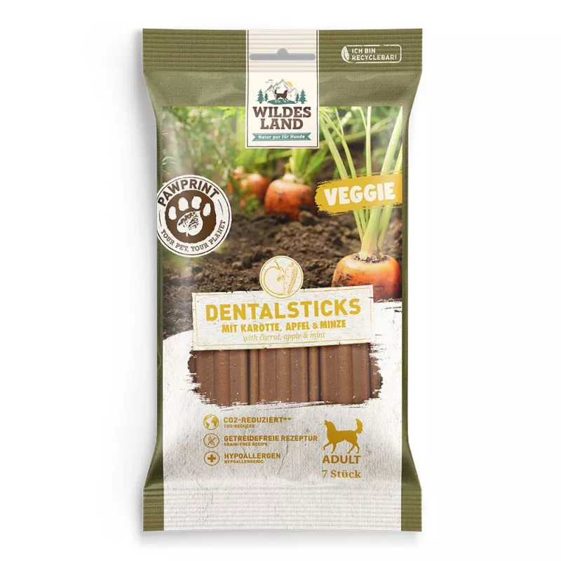 Wildes Land Snack Veggie | Dentalsticks mit Karotte, Apfel & Minze